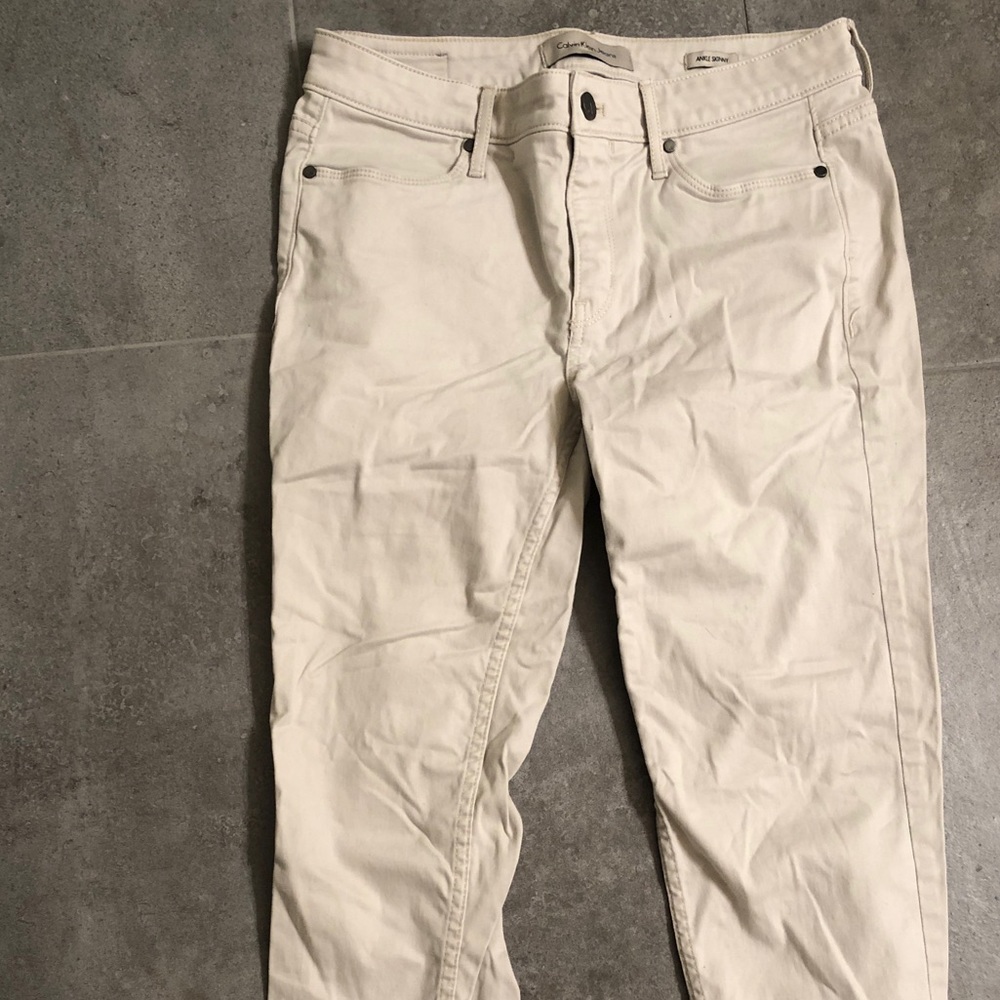 Cream/White Calvin Klein Pants - Size 8